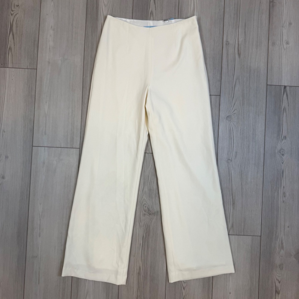 Antonio Melani Cream Ivory Wide Leg Trousers Side Zip Dress Pants Womens 4